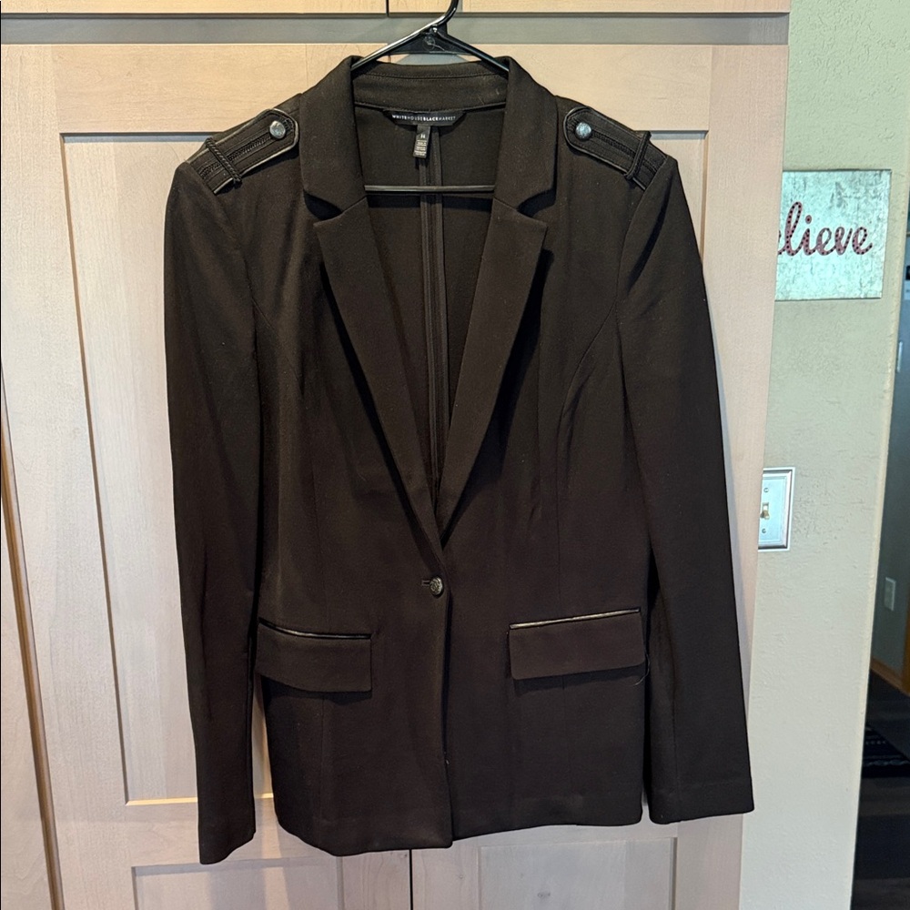 White House Black Market Black Tailored Blazer with Epaulet Detail